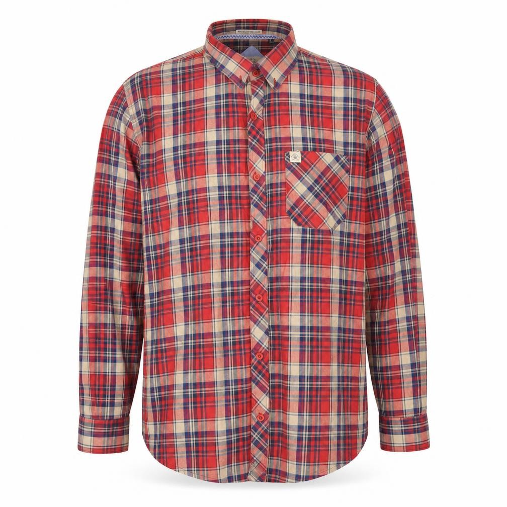 Beverly Hills Polo Club Men’s Red Plaid Cotton Long Sleeve Shirt XL