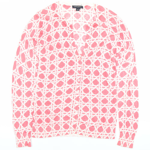 Banana Republic Women’s Pink Cardigan M Cotton Geometric V-Neck