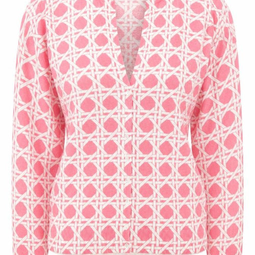 Banana Republic Women’s Pink Cardigan M Cotton Geometric V-Neck