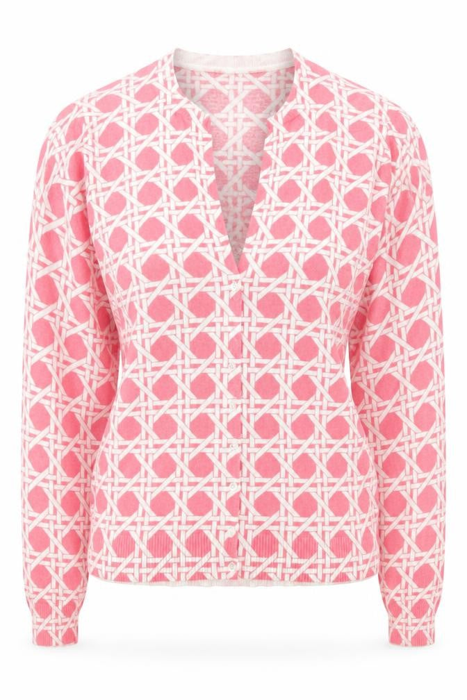 Banana Republic Women’s Pink Cardigan M Cotton Geometric V-Neck