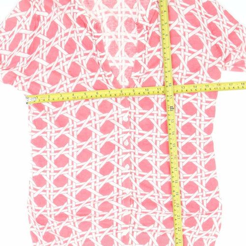 Banana Republic Women’s Pink Cardigan M Cotton Geometric V-Neck