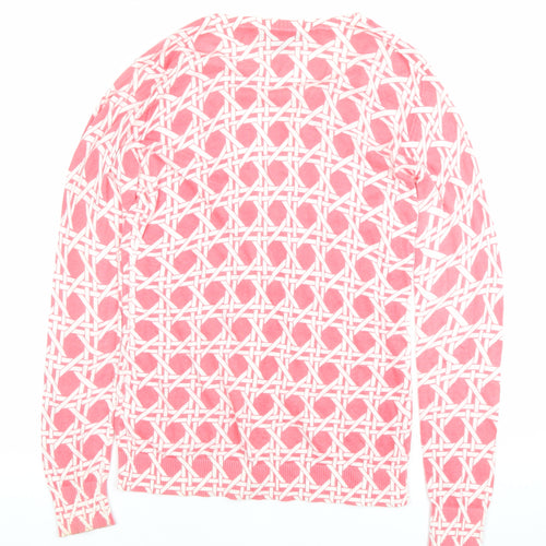 Banana Republic Women’s Pink Cardigan M Cotton Geometric V-Neck