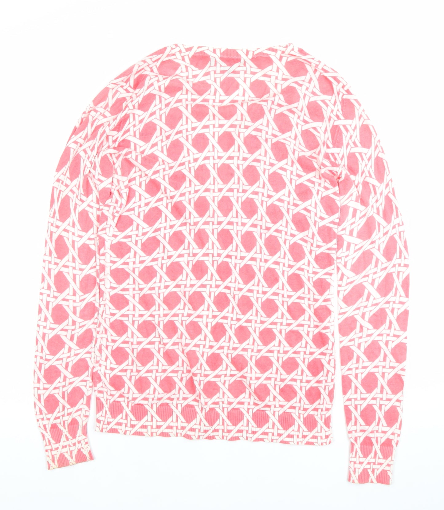 Banana Republic Women’s Pink Cardigan M Cotton Geometric V-Neck