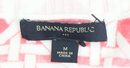 Banana Republic Women’s Pink Cardigan M Cotton Geometric V-Neck