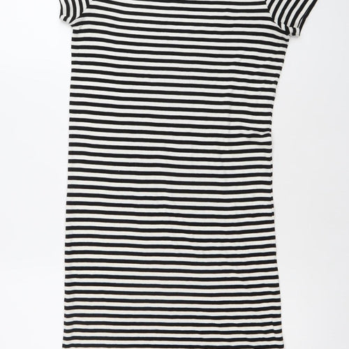 Next Teens Black White Striped T-Shirt Dress Size 12-14