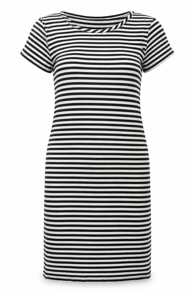 Next Teens Black White Striped T-Shirt Dress Size 12-14