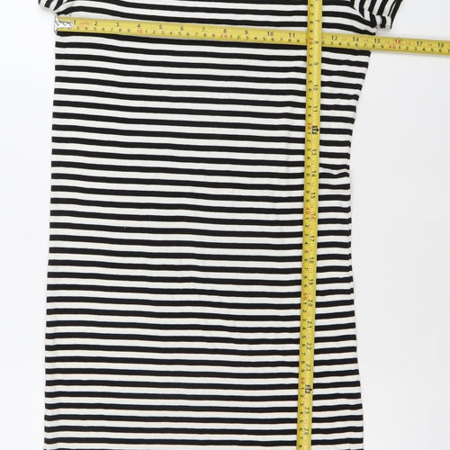 Next Teens Black White Striped T-Shirt Dress Size 12-14