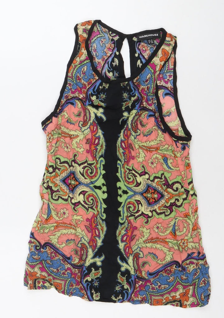 Warehouse Womens Multicoloured Paisley Tank Top UK 8 Viscose