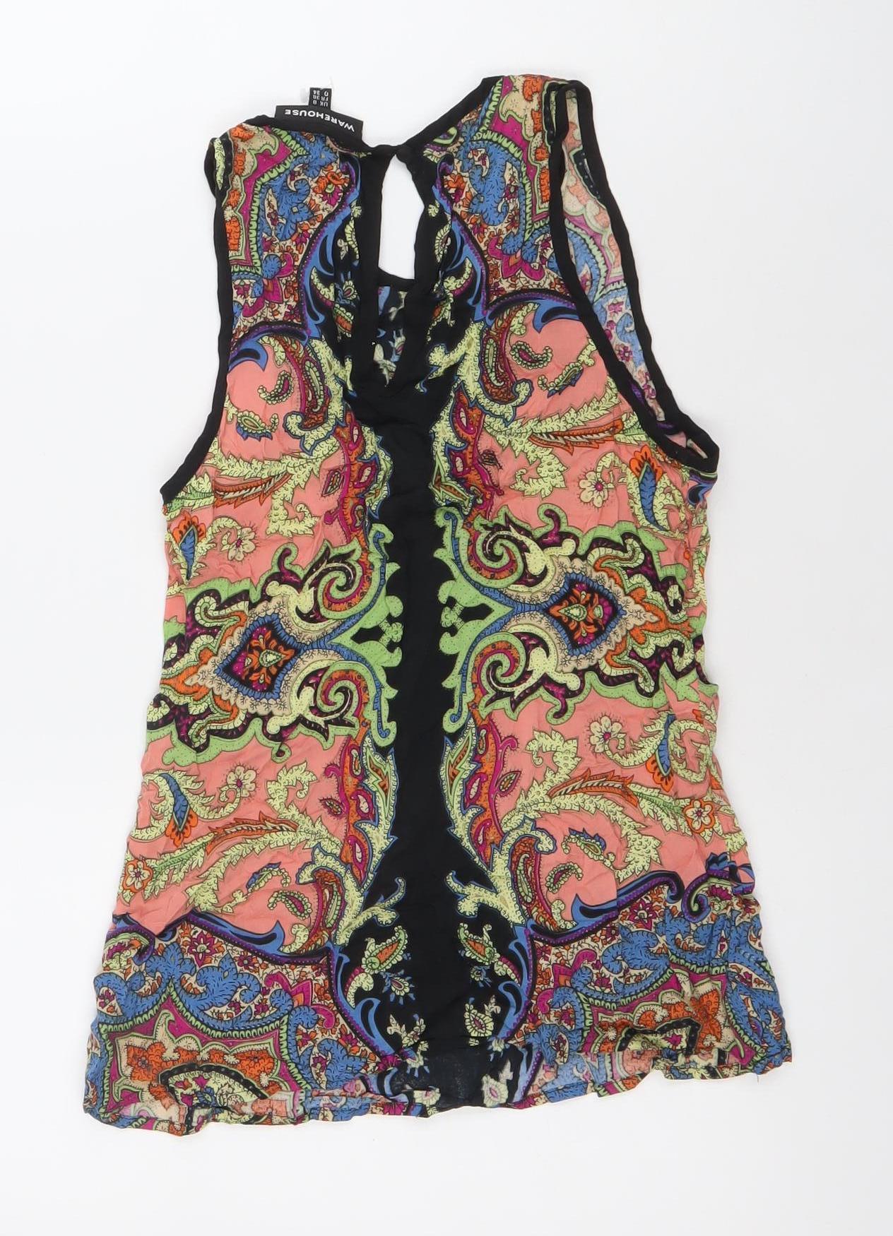 Warehouse Womens Multicoloured Paisley Tank Top UK 8 Viscose