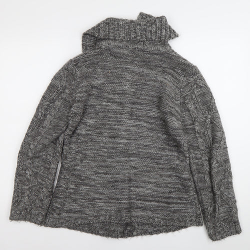 M&Co Womens Grey Cable Knit Collared Cardigan Size S