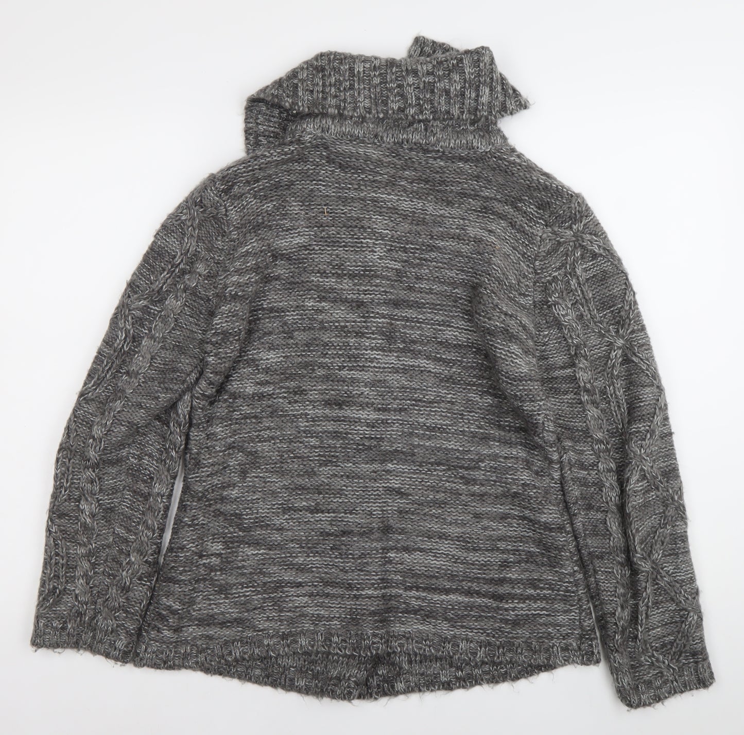 M&Co Womens Grey Cable Knit Collared Cardigan Size S