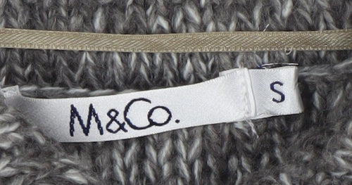 M&Co Womens Grey Cable Knit Collared Cardigan Size S