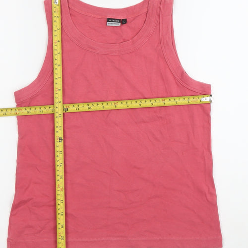 Jeff & Co Womens Pink Cotton Tank Top L Scoop Neck Jersey Casual