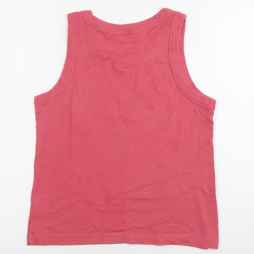 Jeff & Co Womens Pink Cotton Tank Top L Scoop Neck Jersey Casual