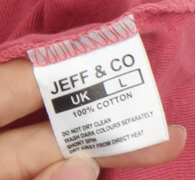 Jeff & Co Womens Pink Cotton Tank Top L Scoop Neck Jersey Casual