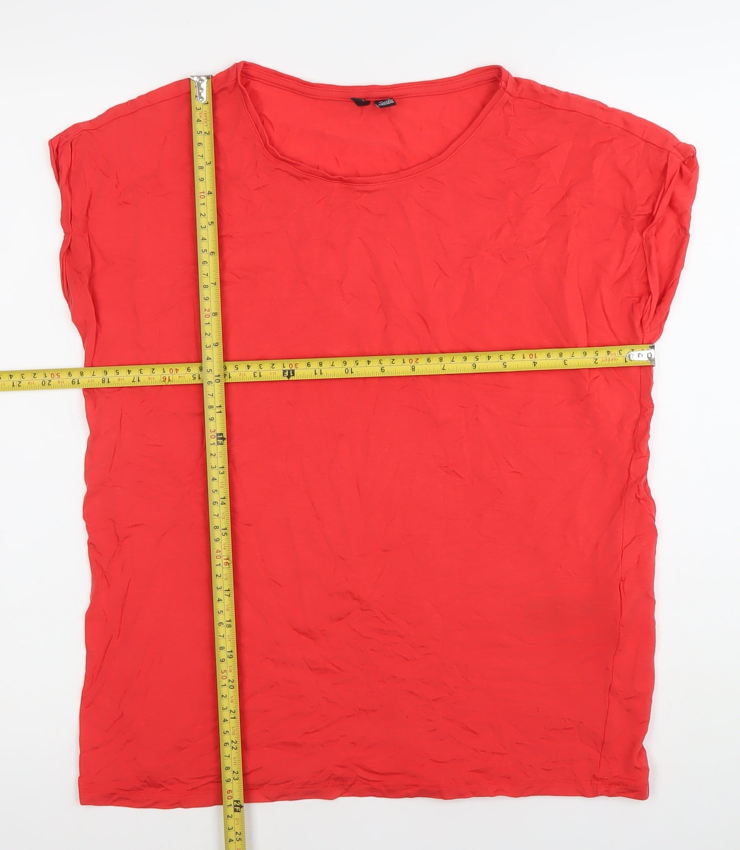 Vero Moda Women’s Red Scoop Neck Jersey T-Shirt Size 12