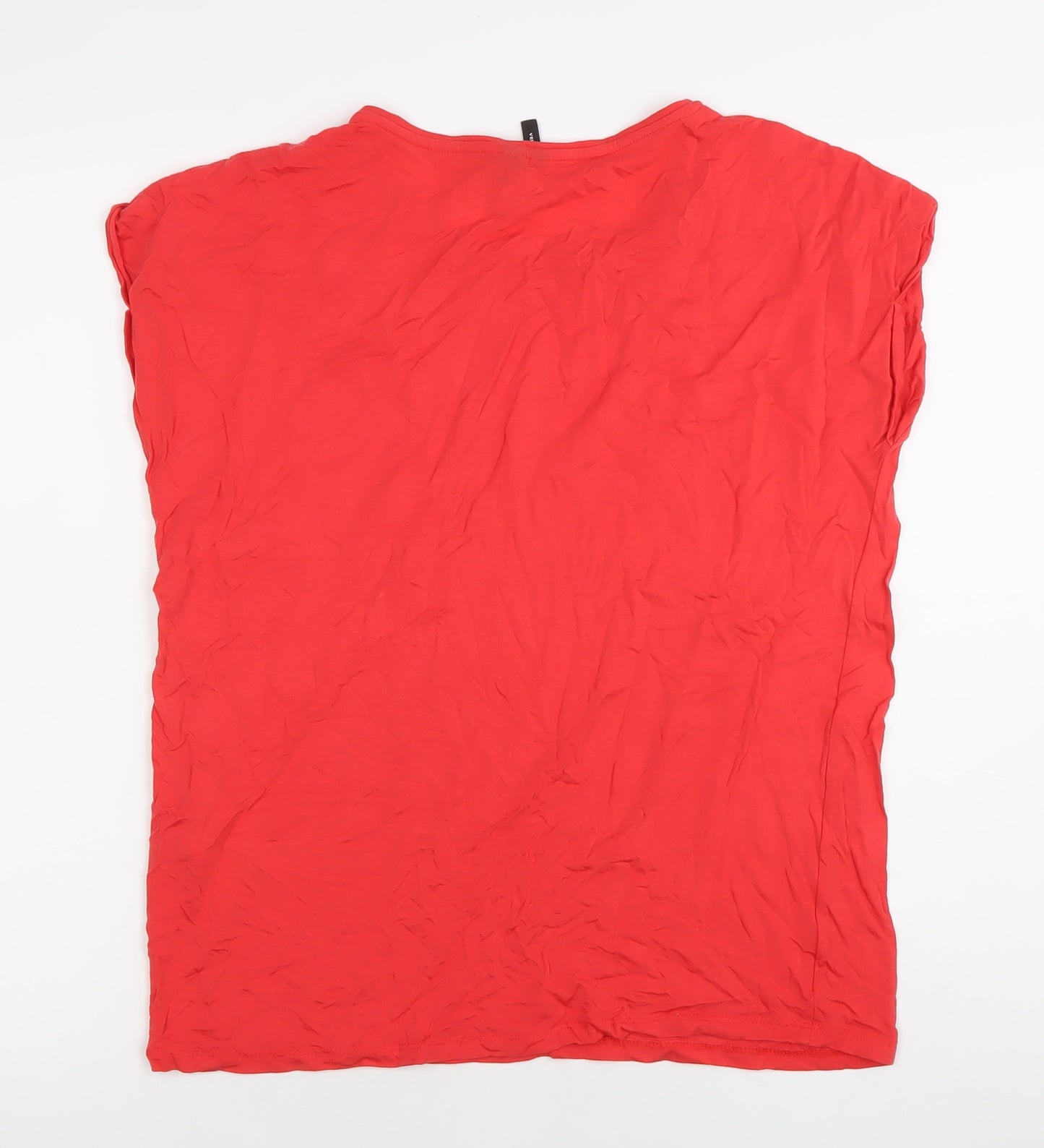 Vero Moda Women’s Red Scoop Neck Jersey T-Shirt Size 12