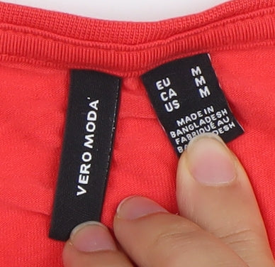 Vero Moda Women’s Red Scoop Neck Jersey T-Shirt Size 12