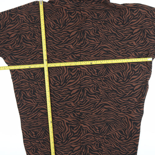 Apricot Womens Brown Animal Print Roll Neck T-Shirt Size 16