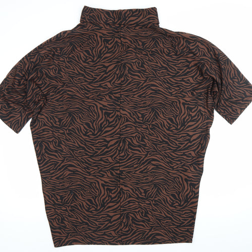 Apricot Womens Brown Animal Print Roll Neck T-Shirt Size 16