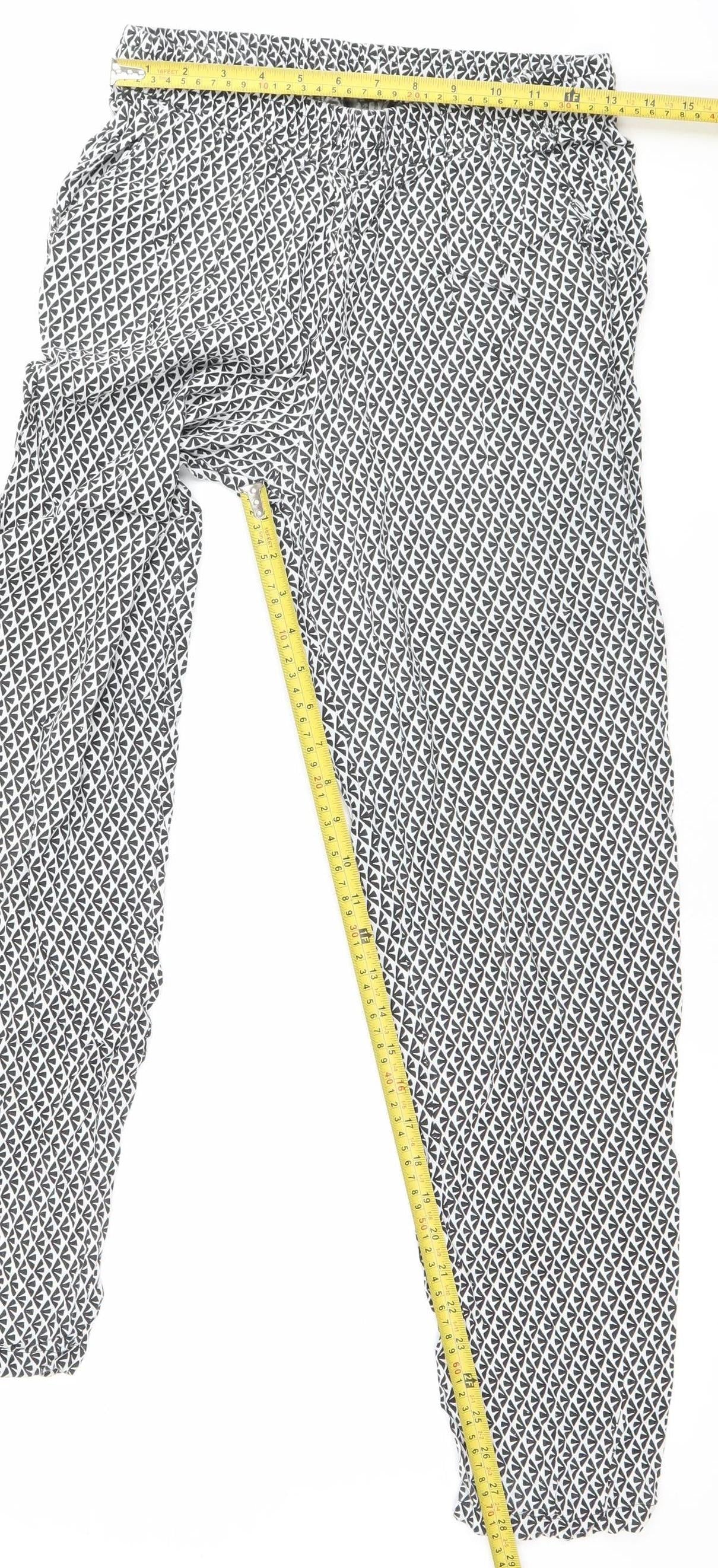 Intuition Women’s Black White Geometric Viscose Trousers Size 8