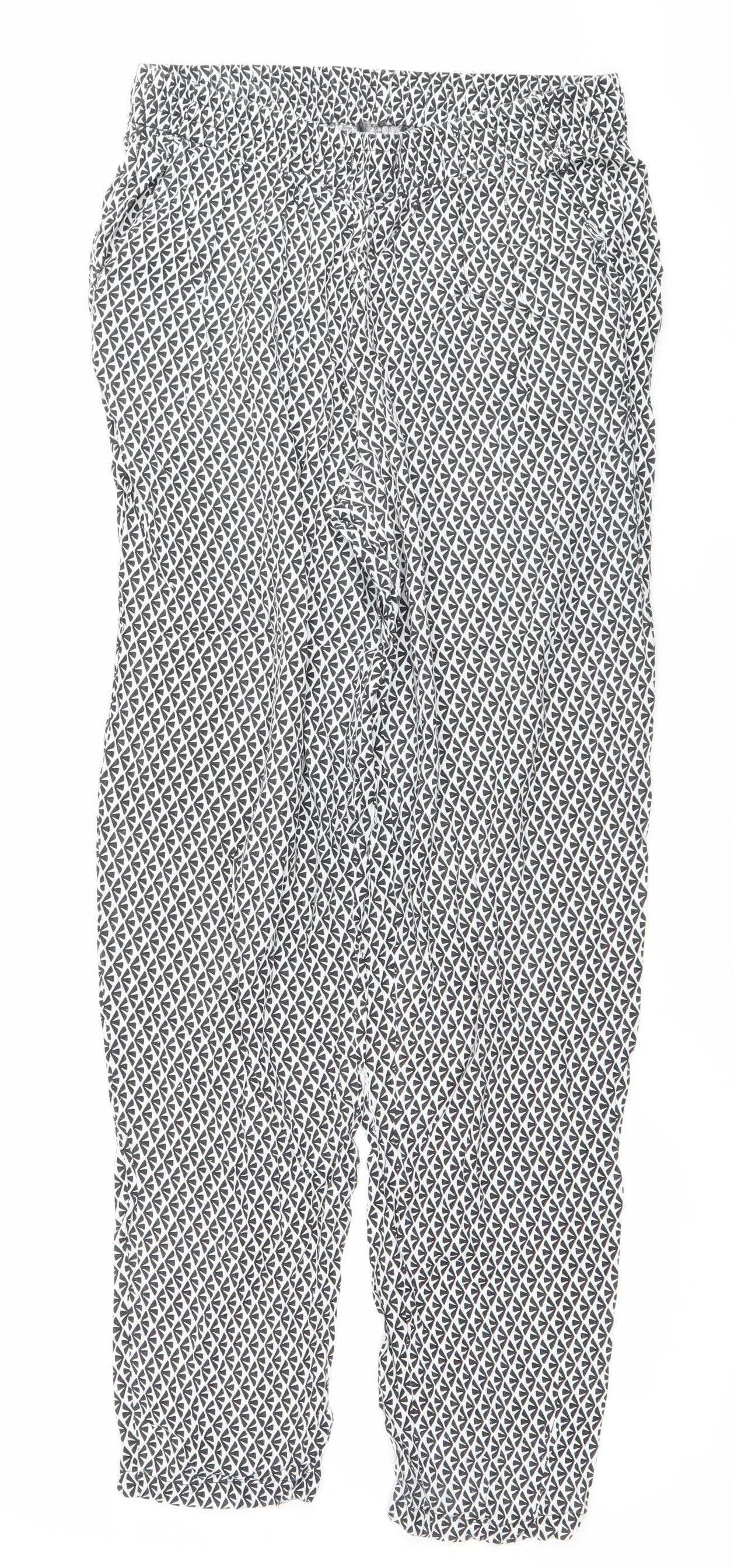 Intuition Women’s Black White Geometric Viscose Trousers Size 8