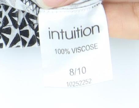 Intuition Women’s Black White Geometric Viscose Trousers Size 8