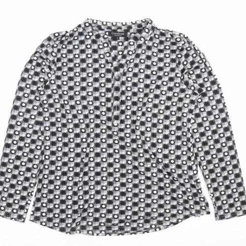 Cerulean Women’s Black Check Henley Long Sleeve Tunic Shirt S
