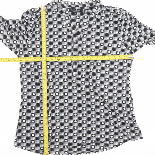Cerulean Women’s Black Check Henley Long Sleeve Tunic Shirt S