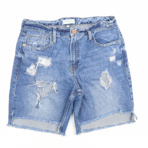 River Island Womens Blue Size 8 Denim Cut-Off Shorts Distressed