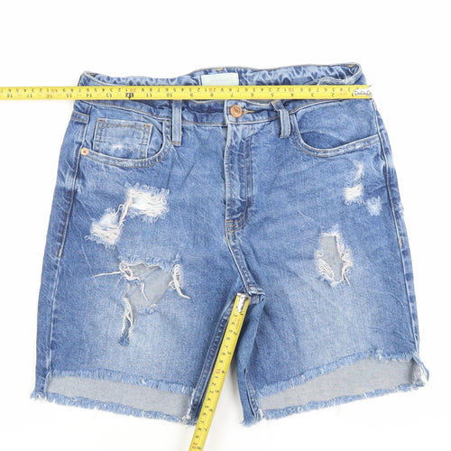 River Island Womens Blue Size 8 Denim Cut-Off Shorts Distressed