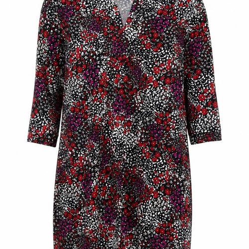 Bonmarché Women’s Black Floral Bodycon Dress Size 10 V-Neck Long Sleeve