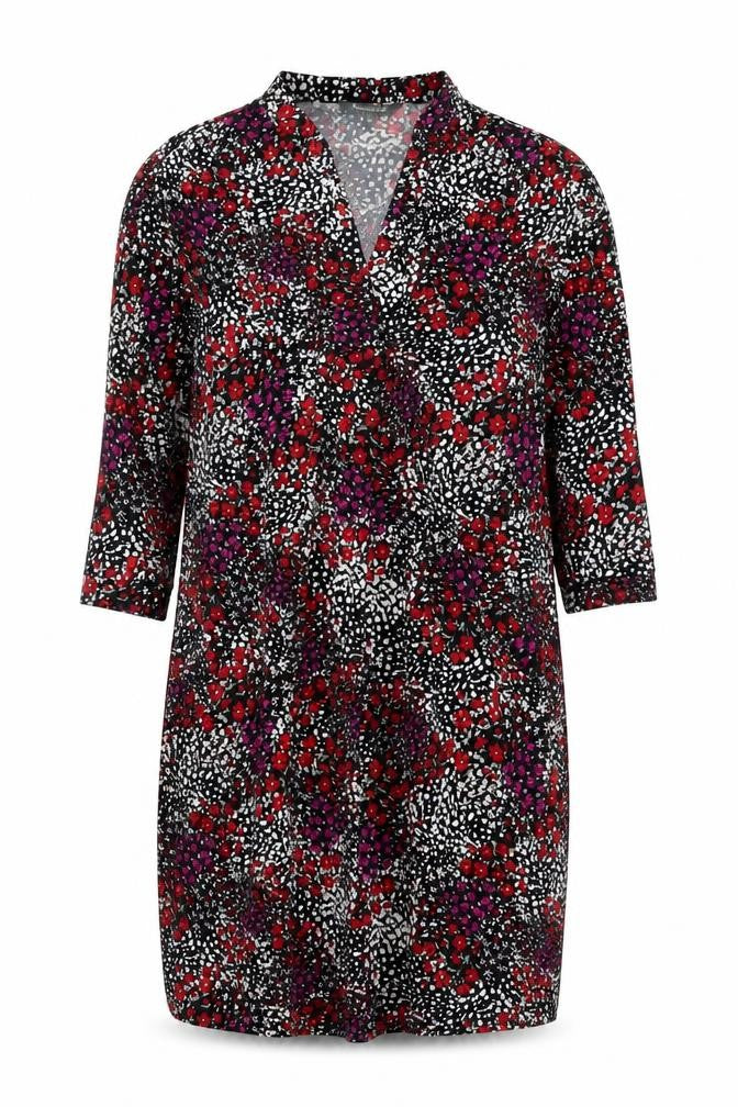Bonmarché Women’s Black Floral Bodycon Dress Size 10 V-Neck Long Sleeve