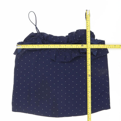Mango Women’s Blue Polka Dot Ruffle Camisole Tank Top Size S