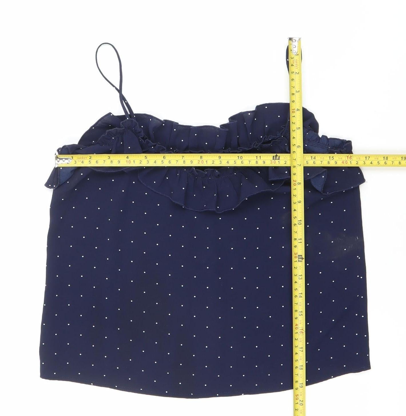 Mango Women’s Blue Polka Dot Ruffle Camisole Tank Top Size S
