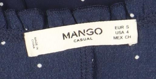 Mango Women’s Blue Polka Dot Ruffle Camisole Tank Top Size S