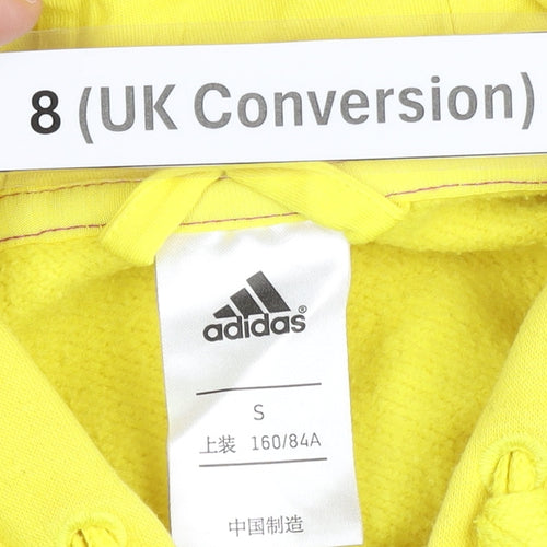 Adidas Womens Yellow Full Zip Hoodie Size 8 UK Sports Graphic