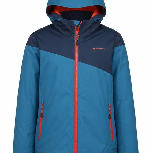 Quechua Unisex Kids Blue 14 Years Hooded Rain Coat Jacket Outdoor Hiking