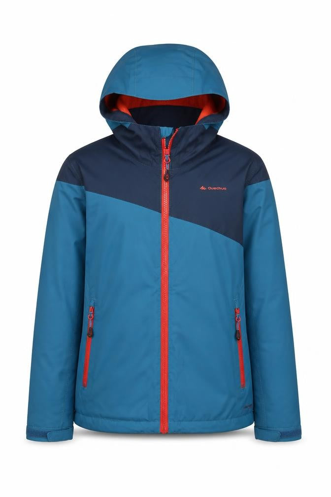 Quechua Unisex Kids Blue 14 Years Hooded Rain Coat Jacket Outdoor Hiking