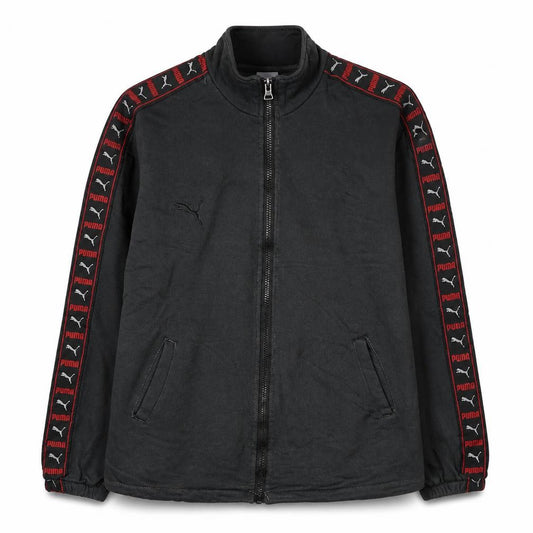 Front view of Puma women’s black m track jacket full zip logo sportswear
