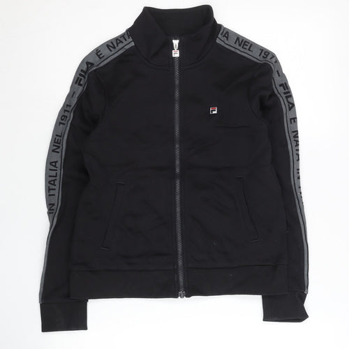 Fila Women Black Size 6 Track Jacket Full Zip Sportswear