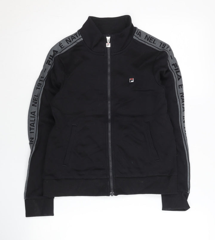 Fila Women Black Size 6 Track Jacket Full Zip Sportswear