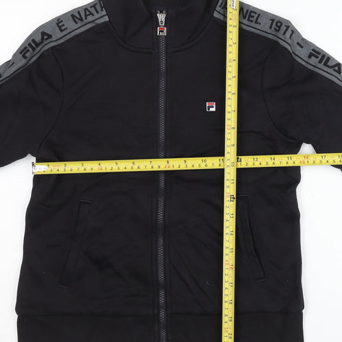 Fila Women Black Size 6 Track Jacket Full Zip Sportswear