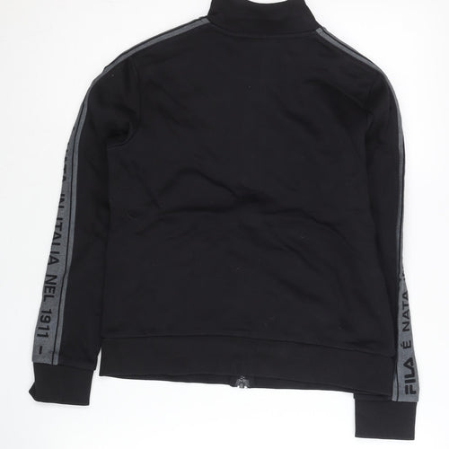 Fila Women Black Size 6 Track Jacket Full Zip Sportswear