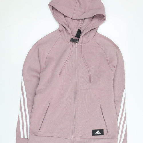 Adidas Women’s Pink Full Zip Hoodie Size 8 Cotton Blend