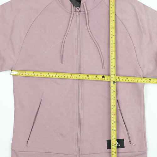 Adidas Women’s Pink Full Zip Hoodie Size 8 Cotton Blend