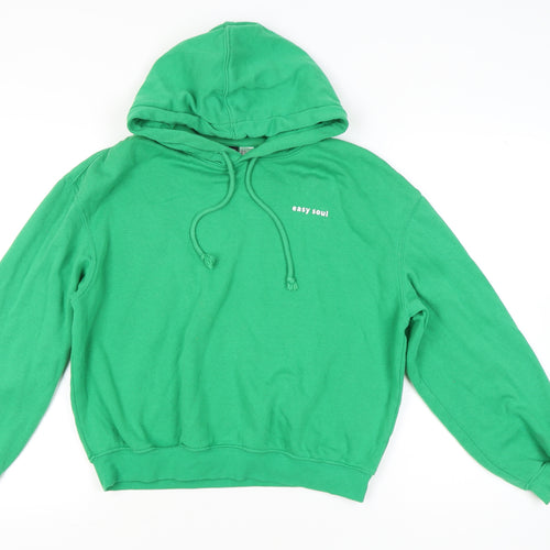 H&M Divided Womens Green Hoodie Pullover Medium Easy Soul Print