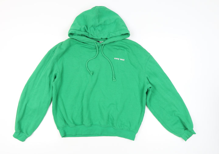 H&M Divided Womens Green Hoodie Pullover Medium Easy Soul Print