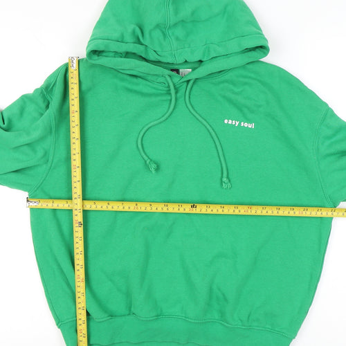 H&M Divided Womens Green Hoodie Pullover Medium Easy Soul Print