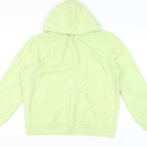 H&M Unisex Green XL Relaxed Fit Pullover Hoodie Cotton Blend